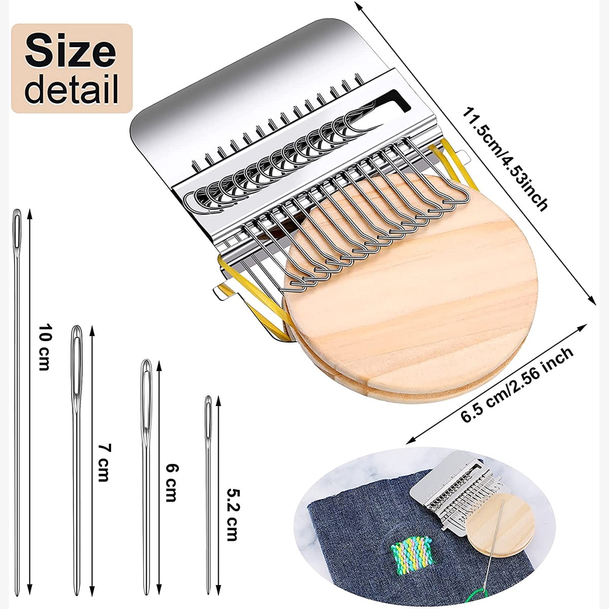 Vensio Speedweve Type Mini Darning Loom Kit 14-Hook Small Weaving Machine with 9 Needles for Repairing Jeans Socks