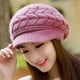 thumbnail image 3 of Gorro de pelo de conejo para mujer, gorro tejido de invierno, gorro cálido para mujer (rojo más nuevo) Rojo Verde, 3 of 3