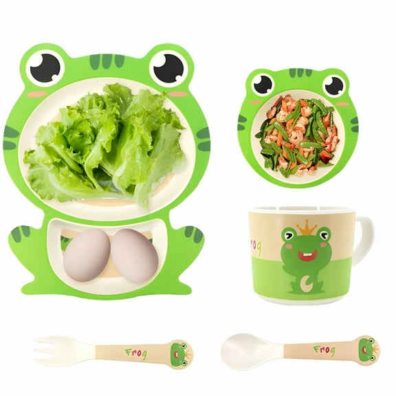 ACDANC Kids Plates And Bowls Sets Animal Toddler Dishes Toddler Plates And Bowls Set Dinner Plate Cartoon Dinner Food Plate Double Compartments For Outdoor Picnics Dining