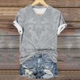 thumbnail image 5 of Cmfcve Summer Shirts for Women Round Neck Button Tunic Blouse Short Sleeves Printed Vacation Tee Shirt, 5 of 6