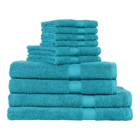 Mainstays Solid 10-Piece Bath Towel Set, Turquoise