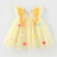 thumbnail image 2 of Pimfylm Toddler Girl Glitter Dress Toddler Baby Girl Birthday Princess Dress Shiny Boho Cake Smash Photo Shoot Outfit Light Yellow,Size for 4-5 Years, 2 of 9