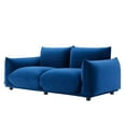 thumbnail image 1 of Loveseat Sofa, Velvet, Blue Navy, Modern Contemporary Urban Design, Living Lounge Room Hotel Lobby Hospitality, 1 of 7