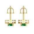 thumbnail image 4 of 1.3 Ct Round Cut Halo Studs Green Emerald 14K Yellow Solid Solid Gold Everyday Dainty Earrings Screw Back, 4 of 7