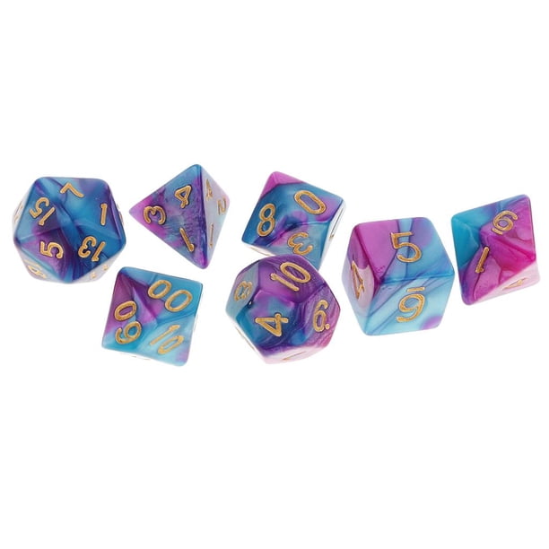 Juego de 7 dados acrílicos poliédricos D4-D20 para fiestas. K