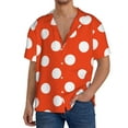 thumbnail image 1 of Fotbe Orange And White Polka Dot1 Camisa Estampada de Manga Corta para Hombre, Casual de Verano, Estilo Playero, Sin Arrugas-4X-Large, 1 of 5