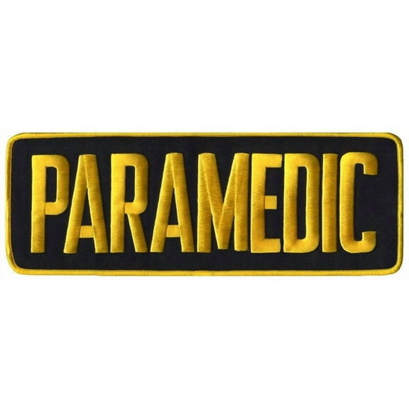 Hero's Pride Paramedic Back Patch with Hook Backing, Medium Gold on Midnight, 11"x4"