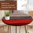 thumbnail image 5 of Round Tablecloth Farmhouse Rustic Wood Texture Elastic Edge Fitted Red Brown Plastic Table Cover,Waterproof Oil Proof for Dinner,Outdoor, Picnic, 45"- 54" DIA Tables, 5 of 8