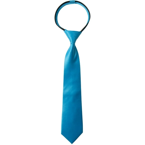Spring Notion Boys' Satin Zipper Necktie Turquoise Medium