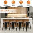thumbnail image 3 of Metal Bar Stools Set of 4, Counter Height Stackable Barstools, 24 inch Indoor Outdoor Backless Patio Bar Stool Kitchen Dining Stool, 330Lbs Black, 3 of 9