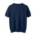 thumbnail image 5 of Arlun Women's Short Sleeve V-Neck Sweaters Casual Lightweight Solid Color Knit Sweater Soft Comfortable Base Layer Pullover Tops Dark Blue2 M, 5 of 5