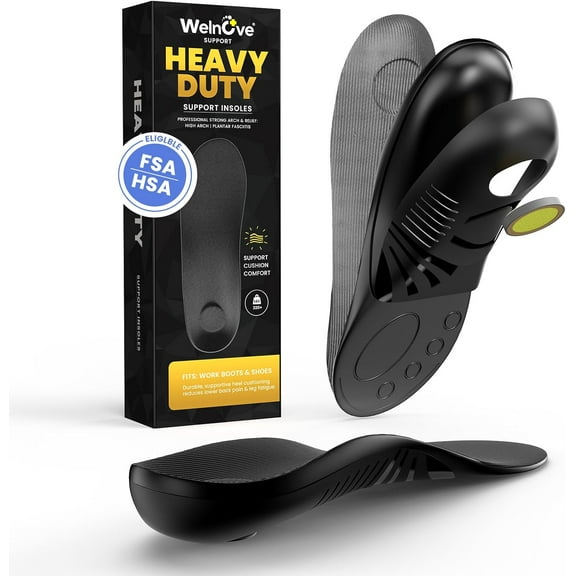 Welnove Plantar Fasciitis Shoe Insoles - High Arch Support Shoe Insert for Men & Women - Orthotics Inserts for Men & Women - Heel Spur Relief Products - M