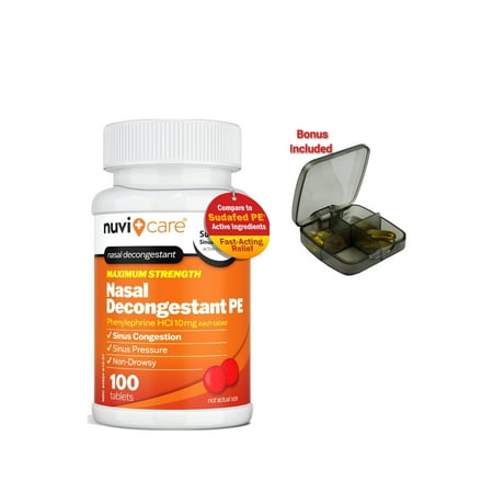 Max Strength PE Phenylephrine HCl 10mg - Non Drowsy Nasal Decongestant - Allergy Sinus Congestion Relief - Compare to Sudafd PE Decongestant Tablets - Sinus Decongestants for Adults (100 Count)