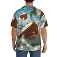 thumbnail image 3 of Pofeuu Fresh Coconut Splash Print Mens Casual Short Sleeve Shirts Beach Summer Spread Collar Pocket Tops Men's Casual Short-sleeved Shirt-X-Large, 3 of 5