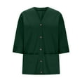 thumbnail image 5 of BXINGOHAI Women's Long Sleeve Button Down Crew Neck Classic Sweater Knit Cardigan Green S, 5 of 7