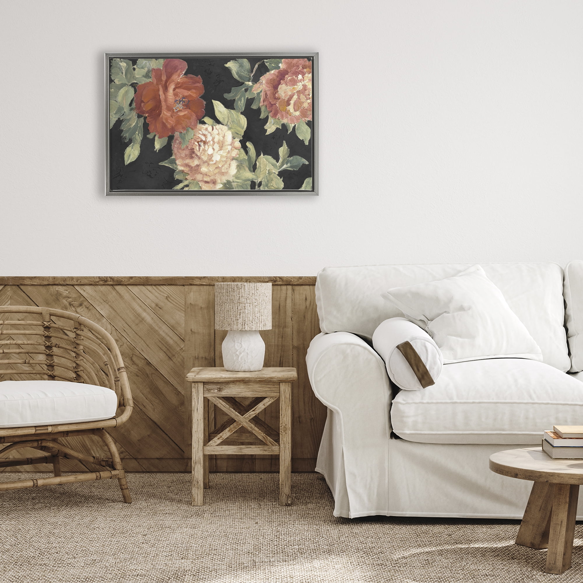 Stupell Industries Beauty of the Red Blossom Gray Framed Floater Canvas Wall Art, design by Lanie Loreth