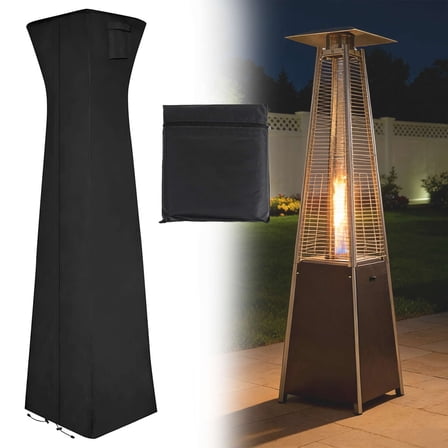 Gustave Waterproof Outdoor Patio Heater Cover with Zipper and Storage Bag, Heavy Duty Standing Heater Covers Dustproof UV-Resisant Windproof, 90"H x 23"L x 23"W, Black