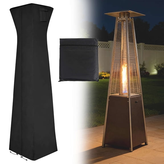 Gustave Waterproof Outdoor Patio Heater Cover with Zipper and Storage Bag, Heavy Duty Standing Heater Covers Dustproof UV-Resisant Windproof, 90"H x 23"L x 23"W, Black