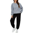 thumbnail image 2 of Pyhlmscde Women's Solid Color Long Sleeve Pants Suit, Fall Outfits for Women, Women Fall Clothes, Matching Sets, 2 of 6