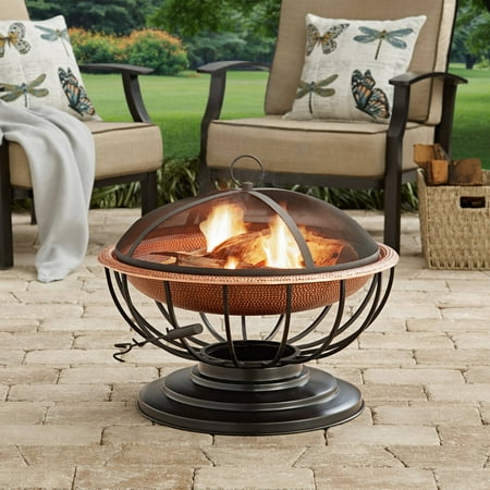 Hammered Copper Fire Pit With Tabletop