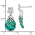 thumbnail image 4 of Sterling Silver Rhodium-Plated With Reconstituted Turquoise Dangle Earrings (23.5 X 10.35) Made In Thailand qe13921, 4 of 5