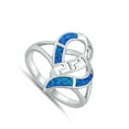 thumbnail image 4 of Blue Simulated Opal Ornate Ribbon Wrap Ring .925 Sterling Silver Band CZ Jewelry Female Size 10, 4 of 4