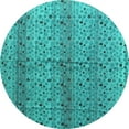 thumbnail image 1 of Ahgly Company Machine Washable Indoor Round Abstract Turquoise Blue Modern Area Rugs, 3' Round, 1 of 4