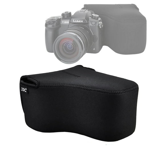 JJC MC1BK Ultra Light Neoprene Camera Case Pouch Bag for Canon EOS R EOS RP  24-105mm Lens, 80D 70D 750D  18-135/17-85/18-55mm, Nikon D7500 D7200 D5500, Panasonic GH5 GH5S  12-60mm Lens, Water Resista