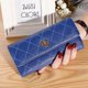 thumbnail image 1 of Cartera de mujer larga estilo coreano con hebilla de embrague rombo corona billetera multitarjeta, 1 of 6