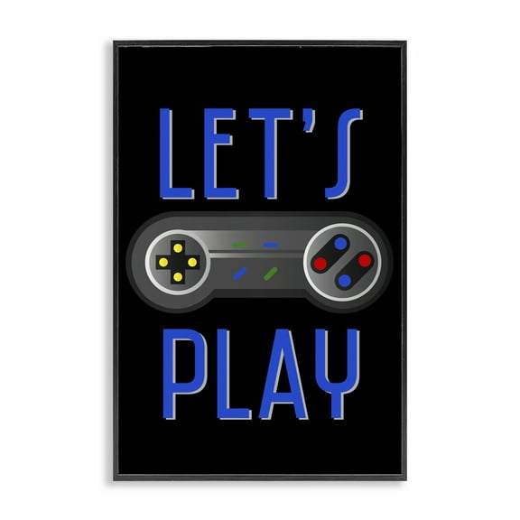 Stupell Industries Vintage Lets Play Games Typography Painting Black Framed Art Print Wall Art, 12 x 18