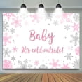 thumbnail image 1 of Pink And Silver Snowflake Glitter Baby Shower Backdrop, 1 of 6