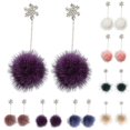 thumbnail image 2 of Drop Earrings Pom Pom Decorative Snowflake Dangle Earrings Pendant Earrings, 2 of 9