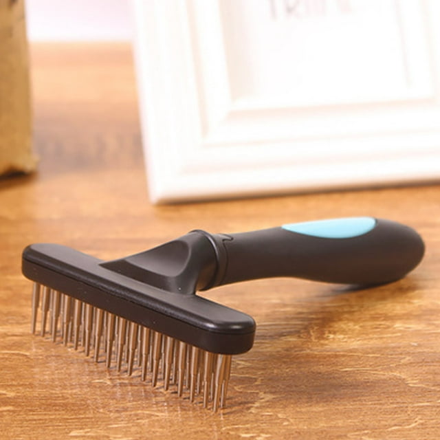 Ainf Pet Grooming Brush Shedding And Dematting Undercoat Rake Comb For Dogs And Cats Extra Wide Blue
