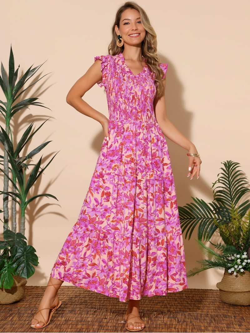 strapless open back dress Holland Tiered Maxi Dress - Raspberry main image 0