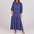 thumbnail image 2 of OSOLU Solid Color 2025 Summer Women Boho Maxi Dresses V-Neck Puff Sleeve Floral Flowy Swing Casual Long Dress Fashionable Sundress Dresses For Women 2025 Elegant Classy, 2 of 9