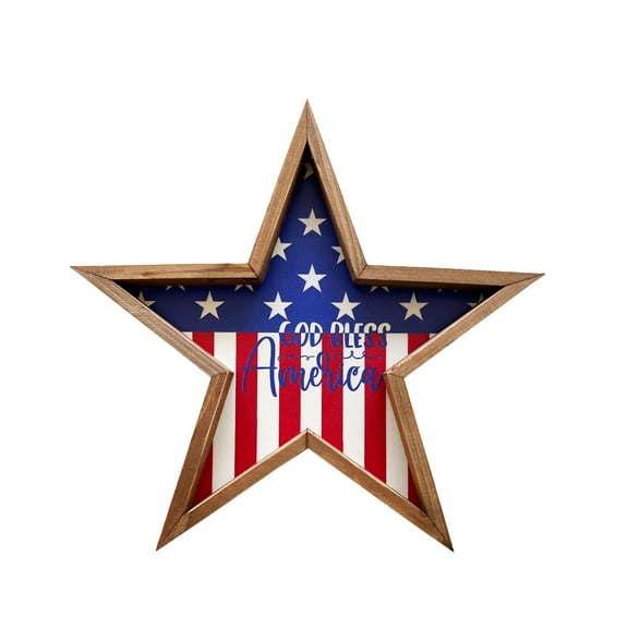 Wooden American Flag Star Vintage Hanging Ornaments Wall Decor 4th of July Americana Patriotic Wall Decor