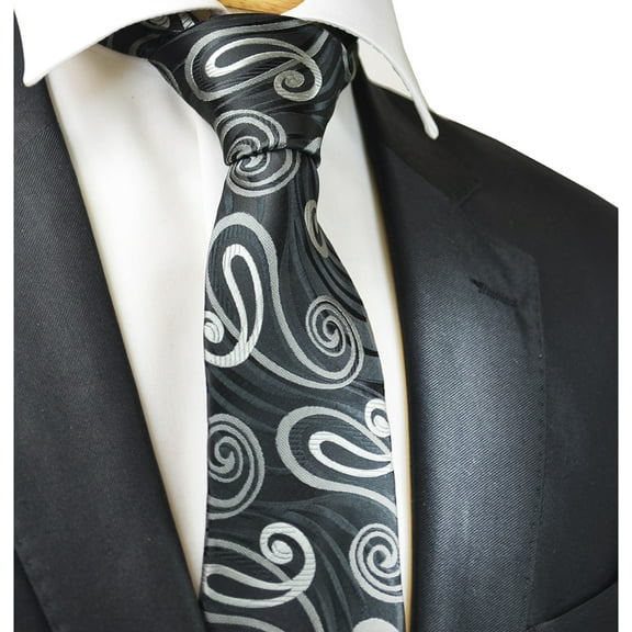 Black Wild Paisley Patterned Men's Ties
