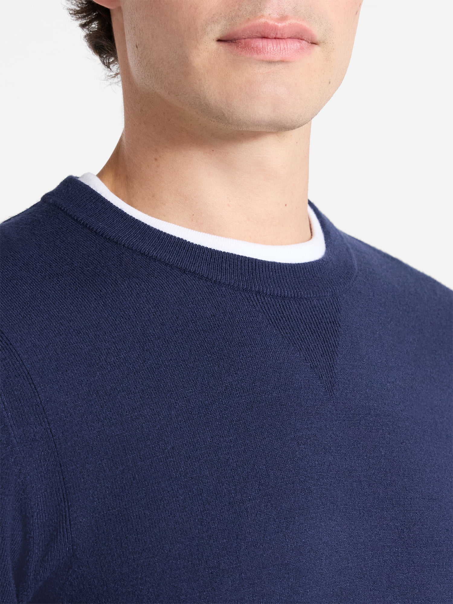 Free Assembly Men's Cozy Yarn Everyday Crewneck Sweater with Long Sleeves, Size XS-3XL
