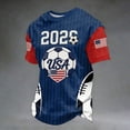 thumbnail image 2 of Men's USA Soccer Jersey 2026 Country Team Crew Neck Short Sleeve Soccer Shirt Fan International Football Tee Retro Streetwear Top Blue L, 2 of 4