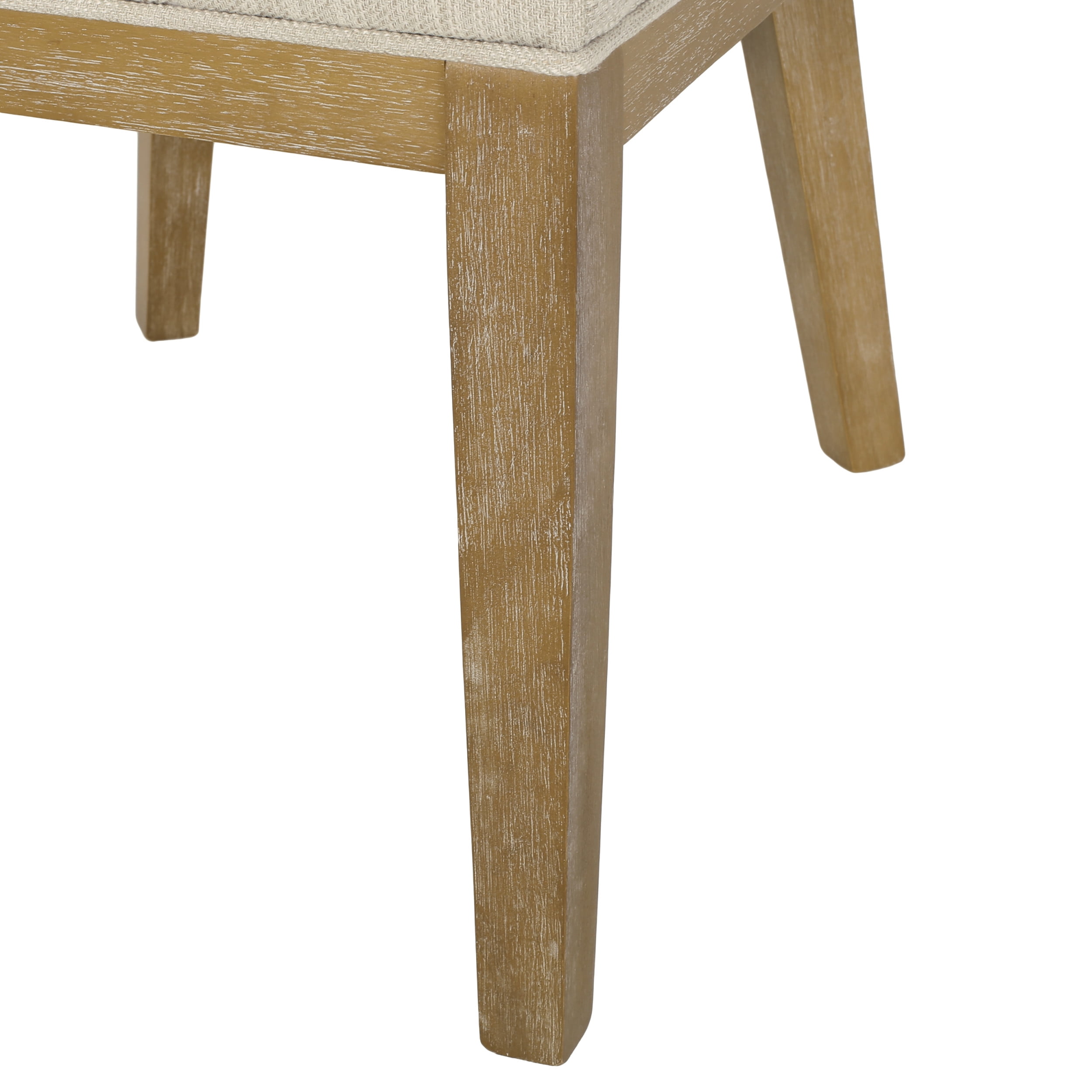 Noble House Elmore Fabric Upholstered Wood Dining Chairs, Set of 2, Beige and Weathered Natural