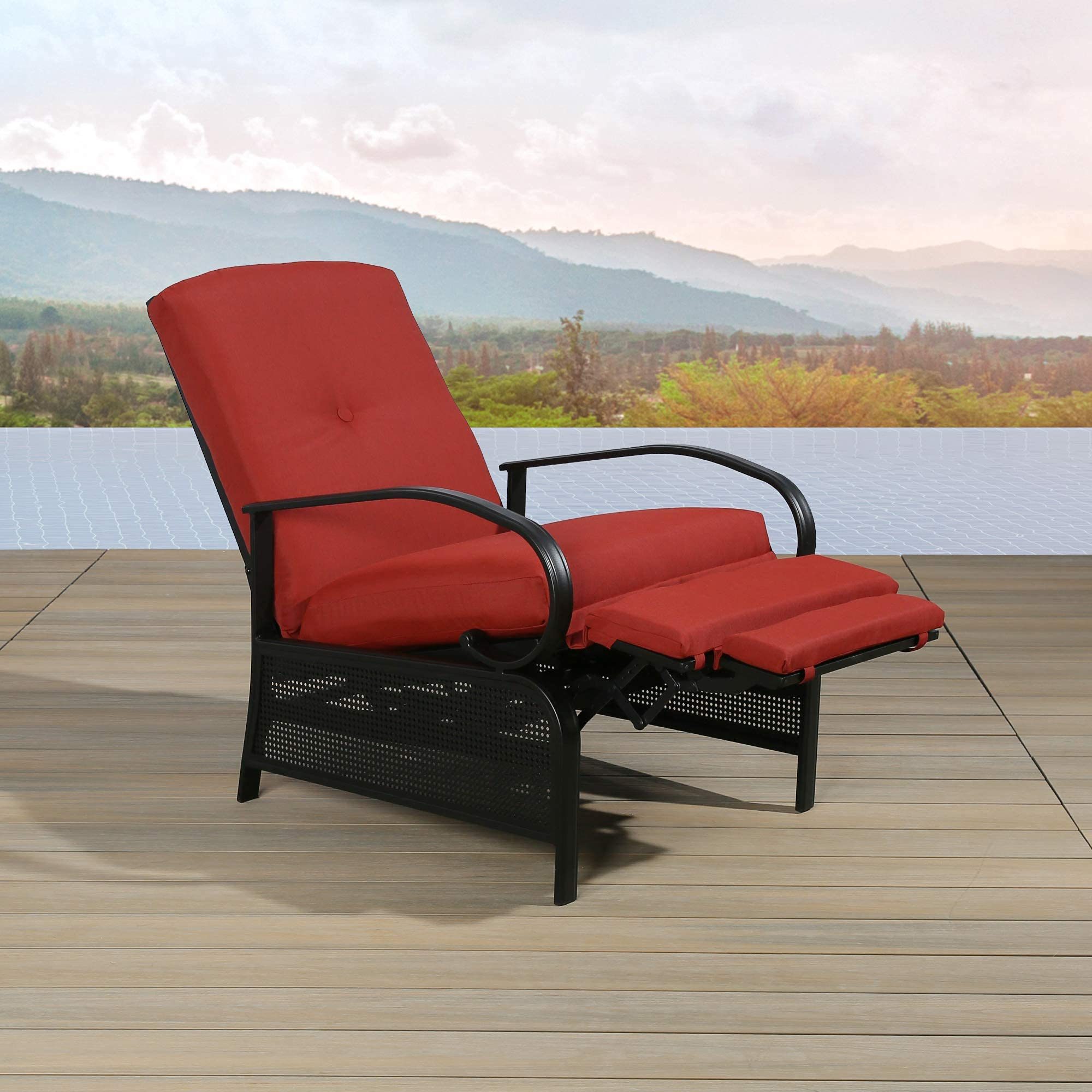 Mqlnutr Outdoor Reclining Lounge Chair Automatic Adjustable Patio