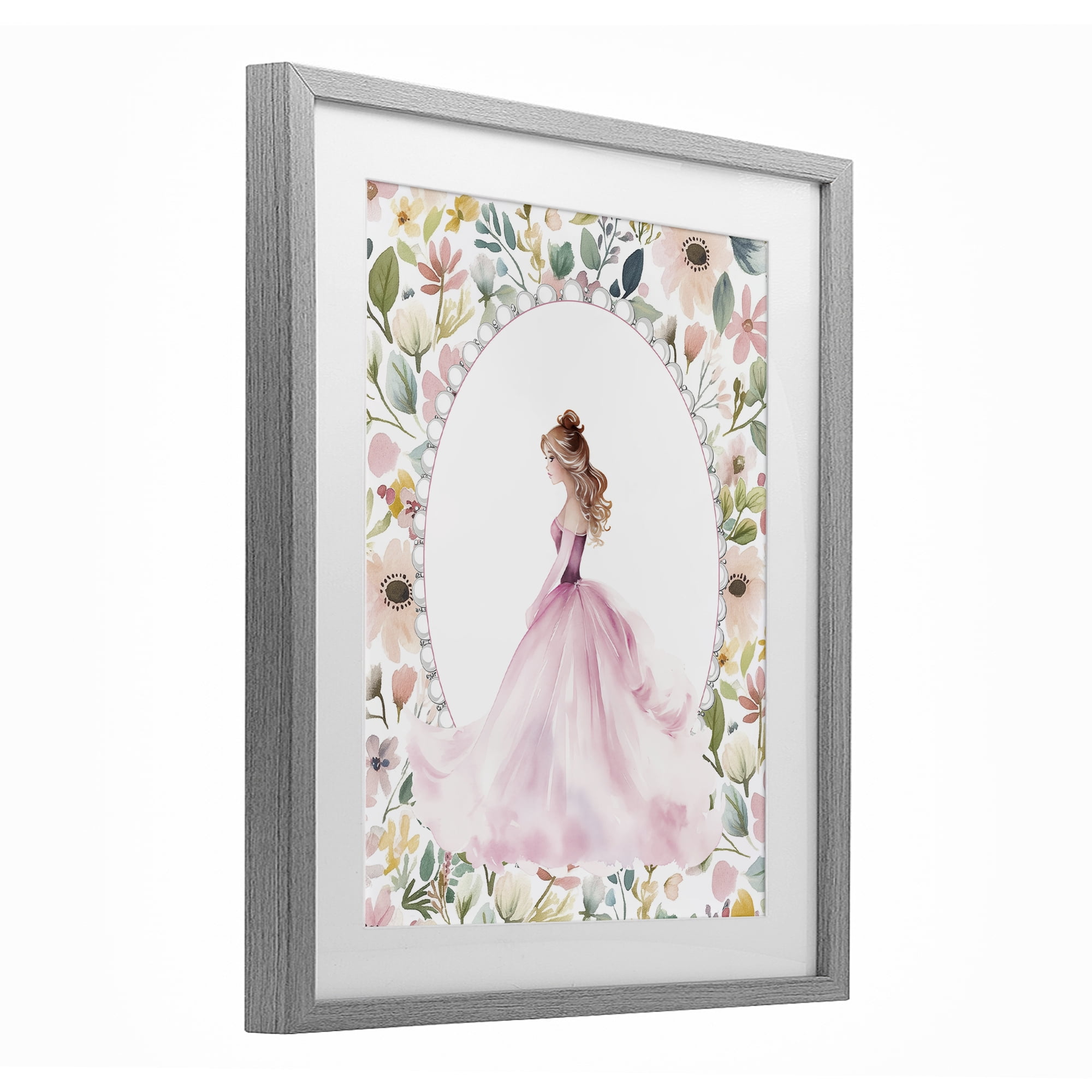 Stupell Industries Elegant Princess Love Gray Framed Print Under Glass, design by Christine Simpson Art