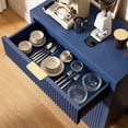 thumbnail image 4 of Aufeile Set of 3 Sideboard Buffet Cabinet with Storage, Modern Modular Fluted Accent Cabinet with 3 Drawers & Adjustable Shelves for Dining Room Living Room, Blue, 4 of 8