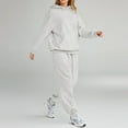 thumbnail image 5 of Nokdvo 2 Piece Womens Outfit Plus Size Long Sleeve Casual Hoodie Sweatsuit Ribbed Sweatsuit Tracksuit with Pockets,Light Gray 2XL, 5 of 5