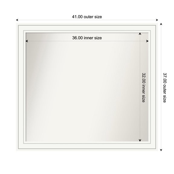 Amanti Art Custom Framed Wall and Bathroom Mirror (37 x 41 in.), Craftsman White Frame
