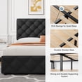 thumbnail image 3 of Ourlova Full Black Bed Frame with 4 Storage Drawers and Headboard Linen Upholstered Platform Bed with Wooden Slats Support Diamond Stitched Button Tufted No Box Spring Needed, 3 of 8