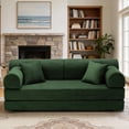 thumbnail image 3 of Leumius 79" Convertible Futon Sofa Bed, Boneless Couch for Living Room, Corduroy Folding Mattress Couch with Fixed-Shape Frame, Floor Sofa Lounge Couch with 2 Pillows, No Assembly,Dark Green, 3 of 9