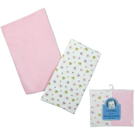 Gerber Knit Bassinet Sheets, Pink/Butterflies, Set of 2