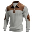 thumbnail image 5 of Men's Polo Shirts Zip Up Collared Long Sleeve Color Block Top Casual Spring Golf Shirts for Men Grey S, 5 of 5