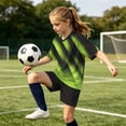 thumbnail image 4 of ITSAME Boys Girls Football Training Outfits Breathable V-Neck Top and Shorts 2-Piece Kids Soccer Uniform Set Green Size 4T, 4 of 9